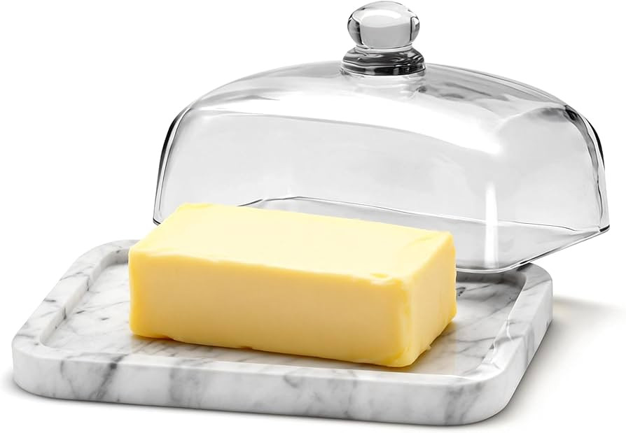 Marble Butter Dish with Lid, Elegant Large Capacity Butter Holder for Countertop & Refrigerator ... | Amazon (US)