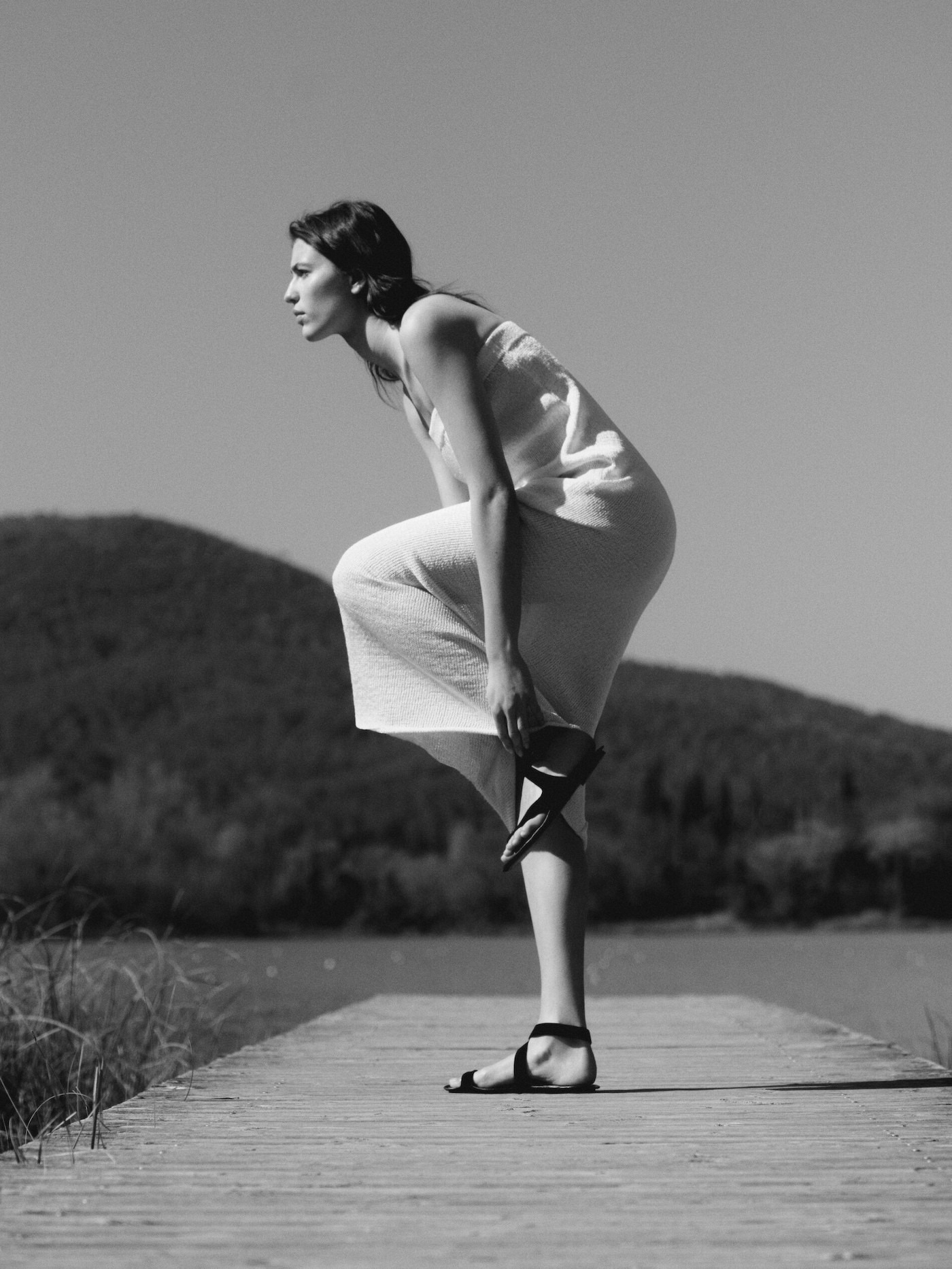 Split suede flat sandals | Massimo Dutti US