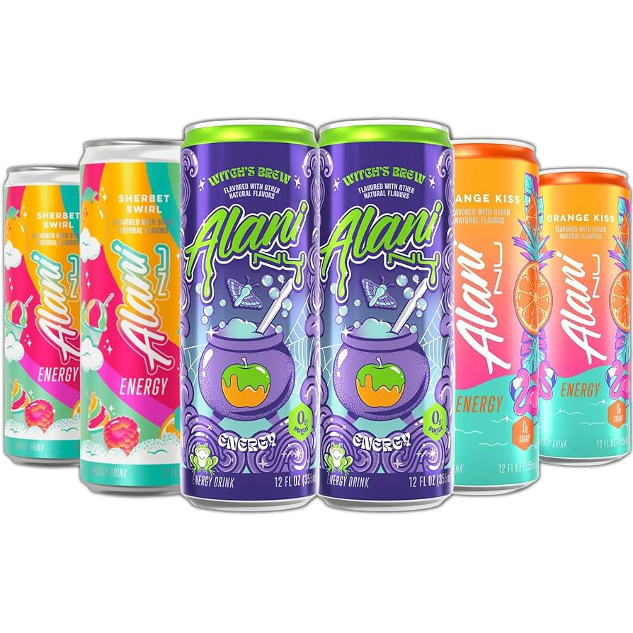 New Alani Energy Drinks Witches Brew, Sherbet Swirl, Orange Kiss Variety Pack Sugar-Free, Low-Cal... | Amazon (US)