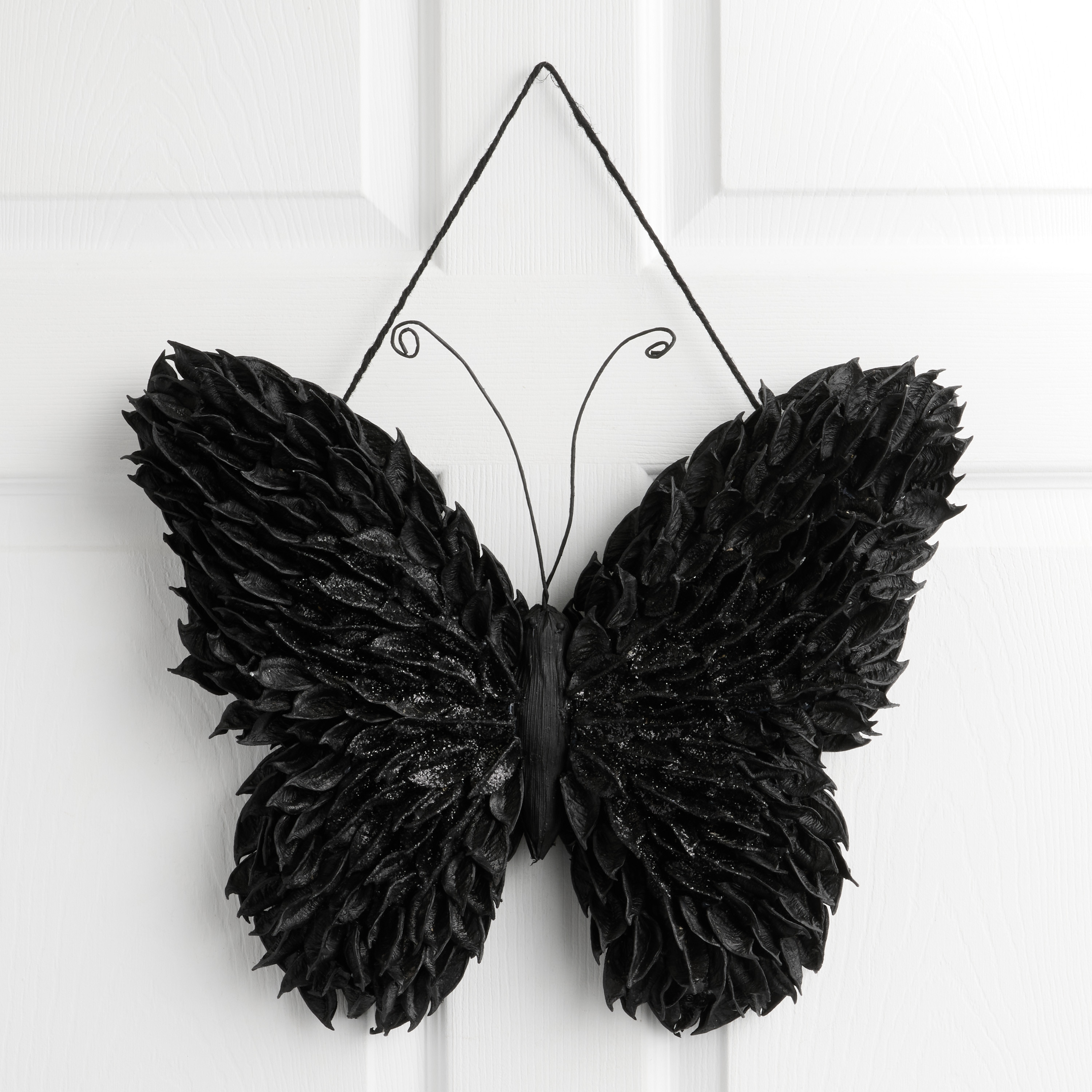 Black Wood Curl Butterfly Wreath | World Market