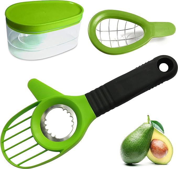 Avocado 3 Piece Set Avocado Slicer, Knife, Peeler, Pitter, Cuber, Dicer, Keeper For Everything Th... | Amazon (US)