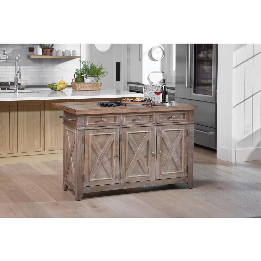 OSP Home Furnishings Cocina Kitchen Island Brown with Wood Top and Frame-BP-4214-0203 - The Home ... | The Home Depot