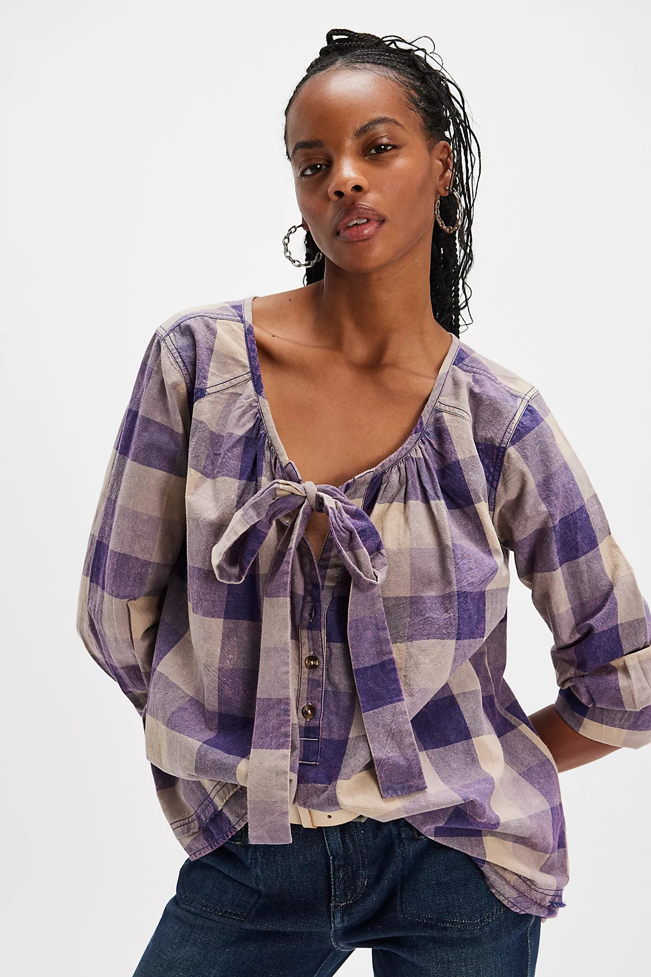 We The Free Big Bow Plaid Pullover | Free People (Global - UK&FR Excluded)