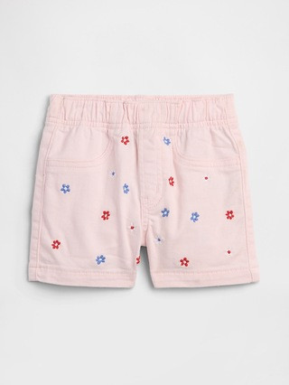 babyGap Pull-On Embroidered Mom Jean Shorts | Gap Factory