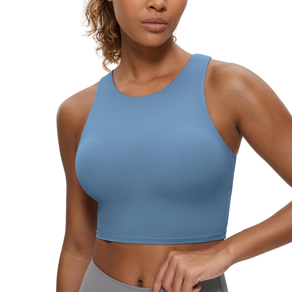 CRZ YOGA Butterluxe Racerback Longline Sports Bras for Women - High Neck Padded Crop Workout Tank... | Amazon (US)