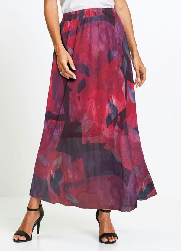 bonprix - Saia Tule Folhas Abstrata | Posthaus (BR)