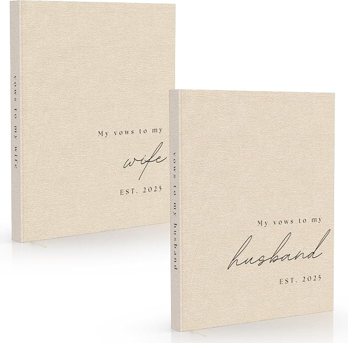 Wedding Vow Books His and Hers - 2 Pack Personalized 2025 Year His & Hers Book - Linen Hardcover ... | Amazon (US)