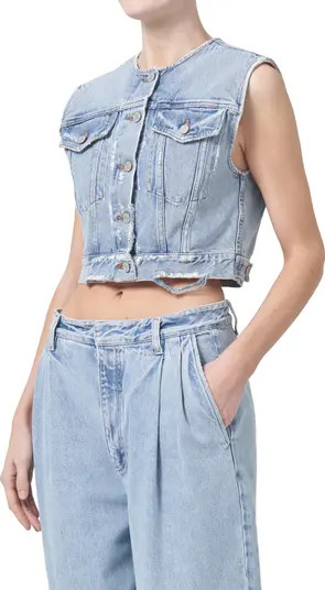 AGOLDE Leo Frayed Crop Denim Vest | Nordstrom | Nordstrom