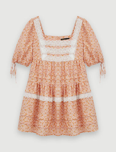 222RADOLA Printed dress with lace braiding | Maje US
