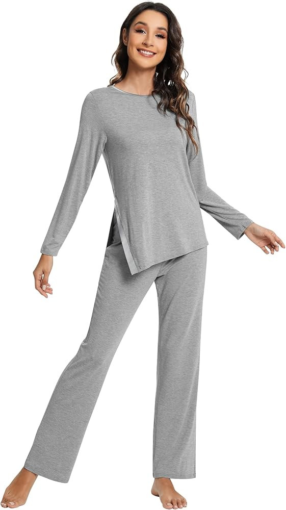 WiWi Pajamas Set for Women Super Soft Long Sleeve Pj Cooling Sleepwear Lounge Sets Loungewear Vis... | Amazon (US)