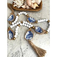 Oyster Shell Bead Garland Coastal Beach Decor With Octopus | Etsy (US)