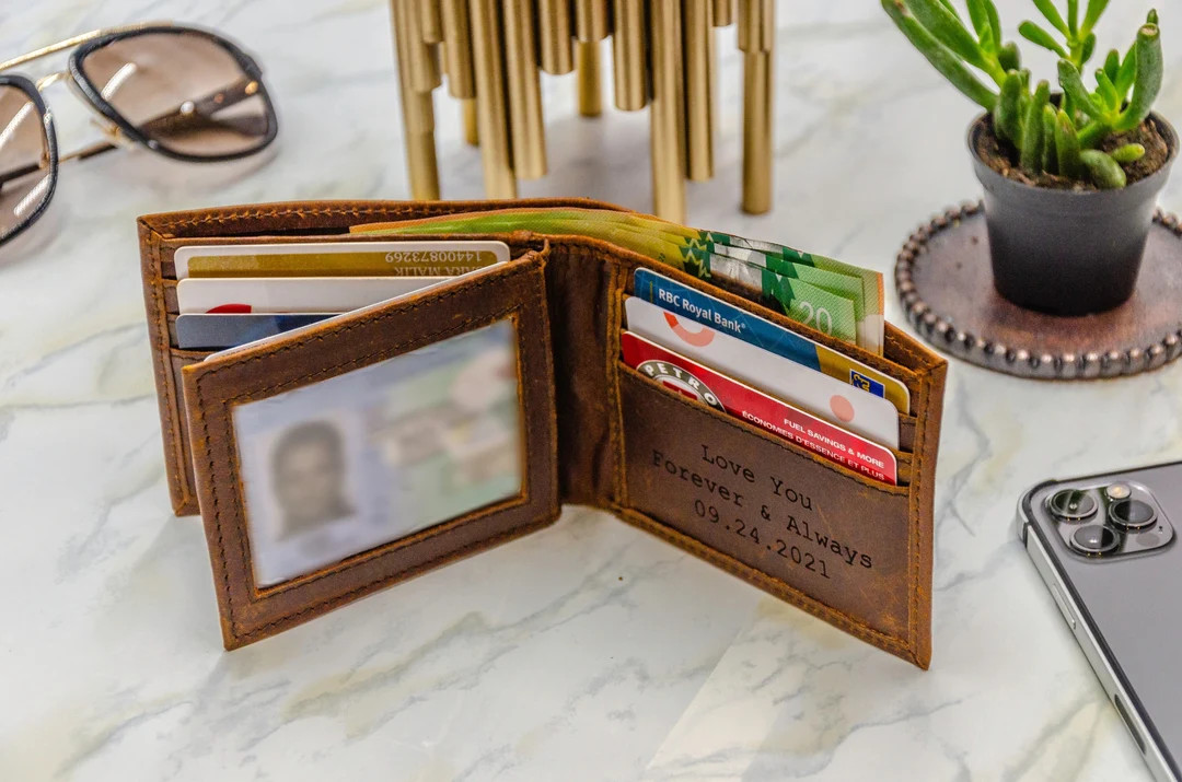 Leather Wallet for Men Personalized Leather Bifold Wallet ID - Etsy | Etsy (US)