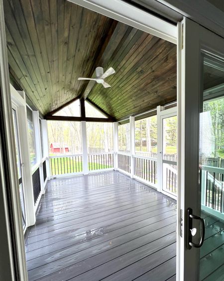 Love getting our screened in porch ready for Spring. We love our gray deck, outdoor ceiling fan and tongue and groove ceiling.

#LTKhome #LTKSeasonal