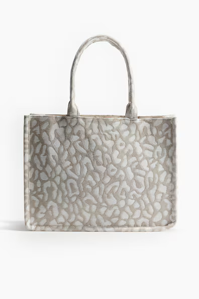 H & M - Jacquard-weave Shopper - Beige | H&M (US + CA)
