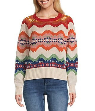 Pendleton Knit Graphic Stripe Crew Neck Long Raglan Sleeve Sweater - S | Dillard's