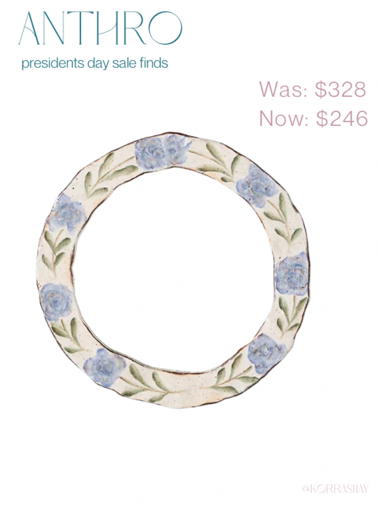Anthropologie Presidents’ Day sale find: blue and white floral wall mirror 💙

#LTKhome #LTKFind #LTKSeasonal