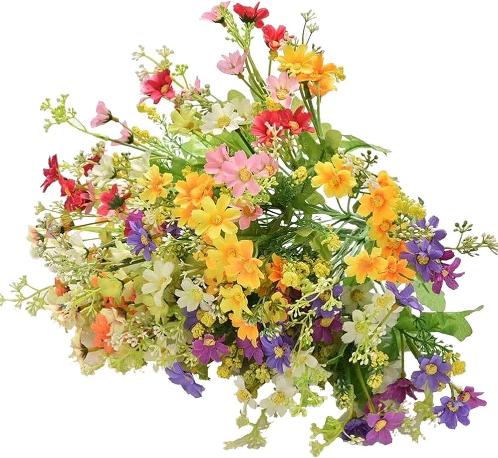 6 Bundles Wildflowers Artificial Flowers Outdoor Fake Daisy UV-Resistant Silk Wild Flower Bouquet... | Amazon (US)