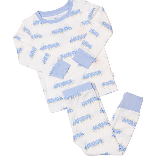 The Uptown Baby | Train Pajamas (Blue, Size 18-24M) | Maisonette | Maisonette