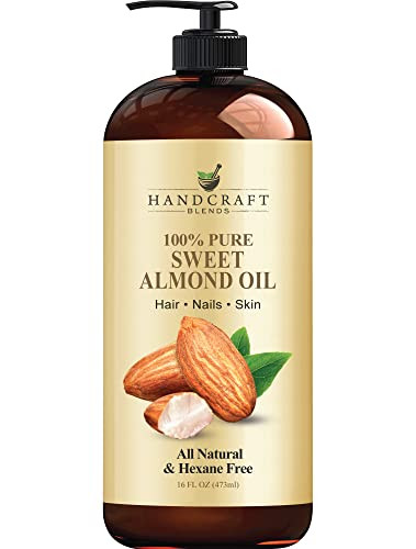 Handcraft Blends Sweet Almond Oil - 16 Fl Oz - 100% Pure and Natural - Premium Grade Oil for Skin and Hair - Carrier Oil - Hair and Body Oil - Massage Oil - Hexane-Free | Amazon (US)