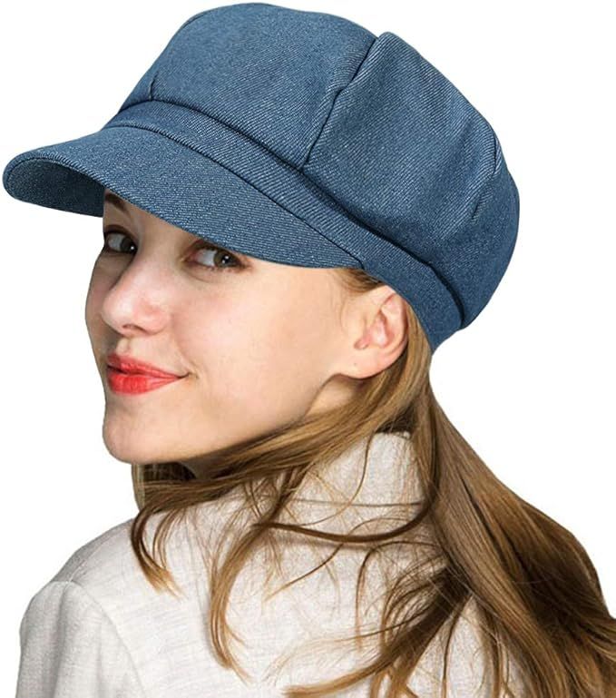 WETOO Womens Peaked Newsboy Cap for Women Soft Cotton Women Hats with Visor Rib Baker Boy Turban ... | Amazon (US)