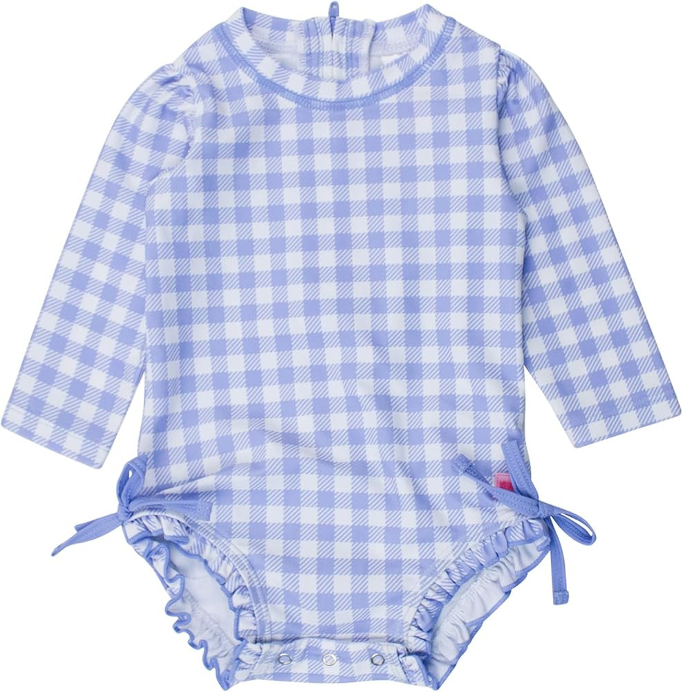 RuffleButts Baby Girls UPF 50+ Sun Protection Gingham Printed Long Sleeve One Piece Rash Guard Sw... | Amazon (US)