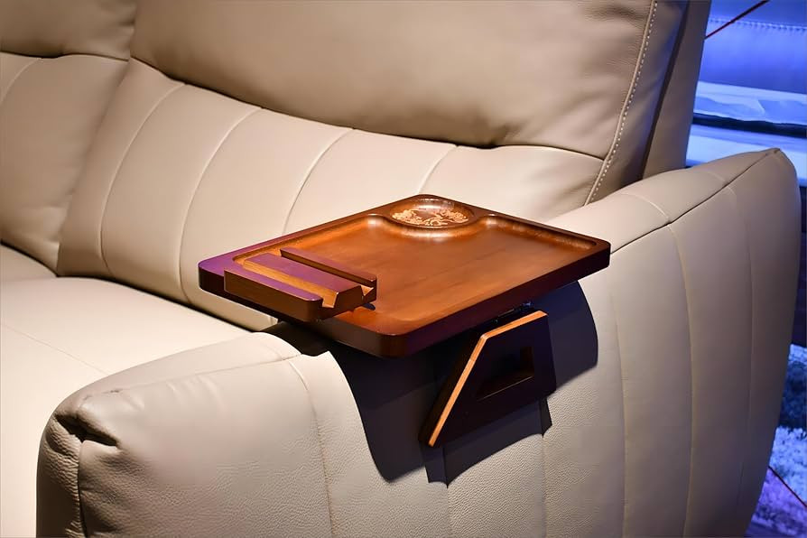 Couch Arm Tray Table Clip on Sofa, Armrest TV Tray Table with 360° Rotating Phone Holder, Sofa C... | Amazon (US)