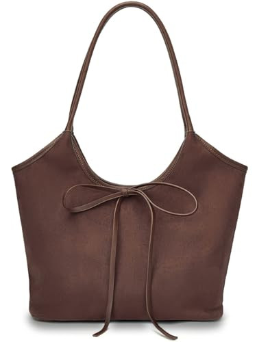 Vintage Suede Bow Tote Bag for Women Girls Slouchy Shoulder Bag Large Capacity Hobo Bag Satchel P... | Amazon (US)