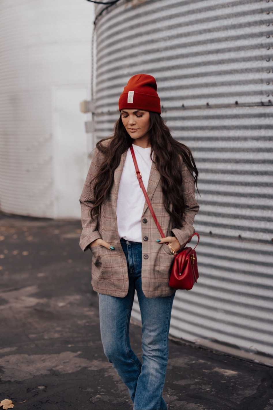 Gigi Pip Beanie - Code: Kristin15 
L*Space Plaid Blazer 
Hudson Barbara Baby Bootcut Jeans - Code: Kristin25



#LTKstyletip