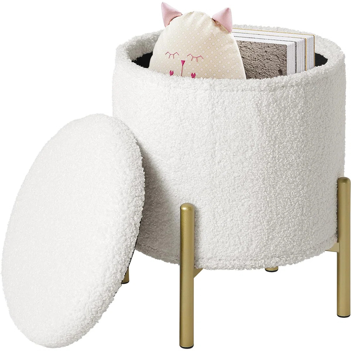 Fairmont Park Belmoor 35cm Wide Round Solid Colour Ottoman with Storage | Wayfair.co.uk | Wayfair UK