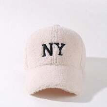 1pc Women Autumn/Winter NY Embroidery Teddy Fleece Baseball Cap, Suitable For Outdoor | SHEIN