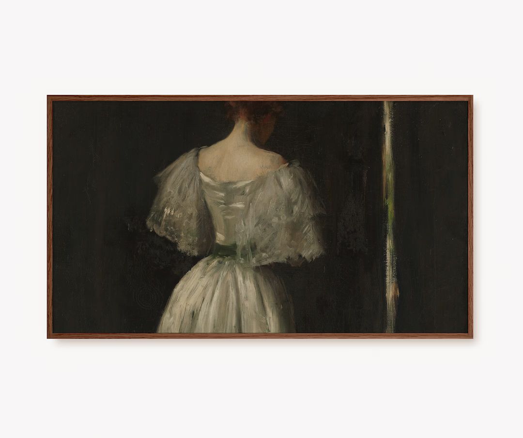 Samsung Frame TV Art Vintage Portrait Oil Painting Antique Artwork, Woman in Evening Dress Moody ... | Etsy (US)