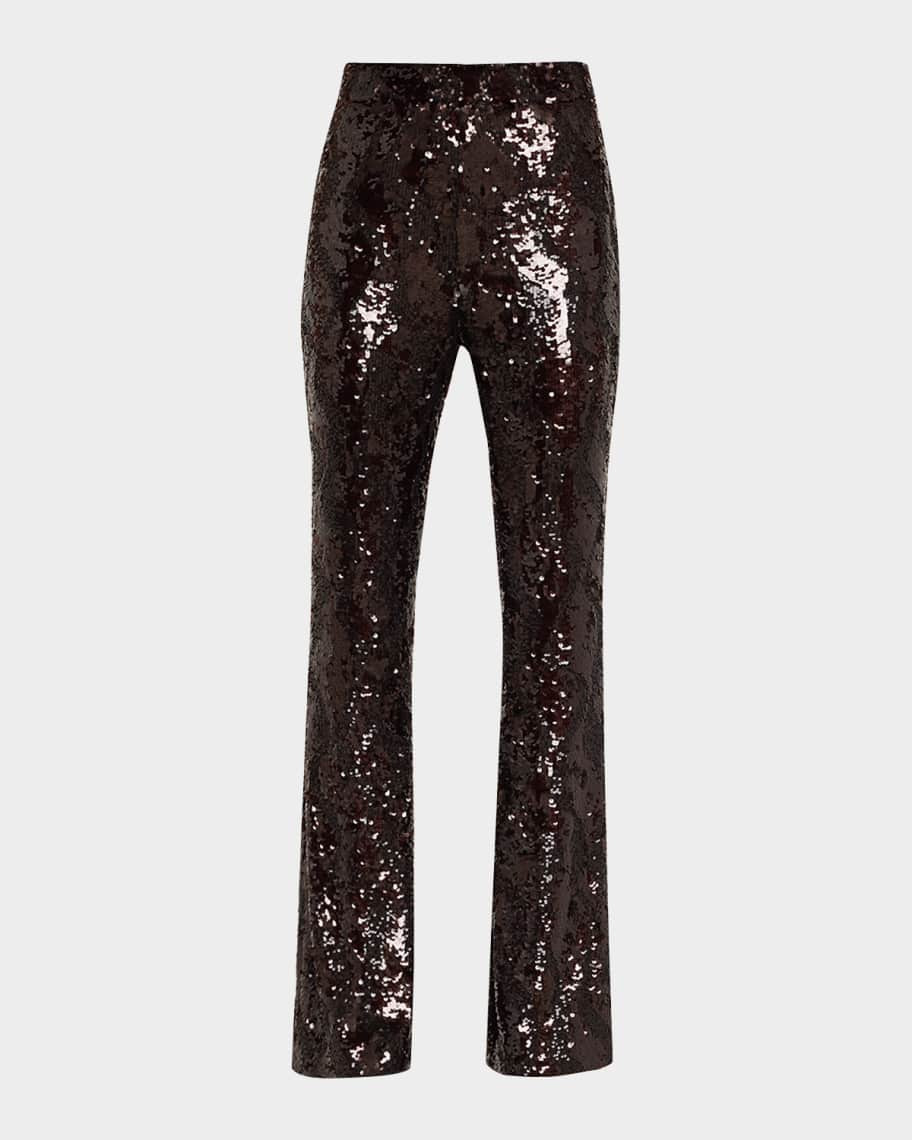 Veronica Beard Collier Sequined Skinny Flare Pants | Neiman Marcus