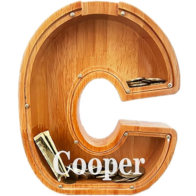 Personalised Large Wooden Letter Piggy Bank, Letter Piggy Bank for Kids，Custom Piggy Bank with ... | Amazon (US)