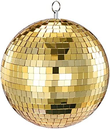 Mirror Ball, NuLink 8" Gold Disco DJ Dance Decorative Stage Lightning Ball with Hanging Ring | Amazon (US)