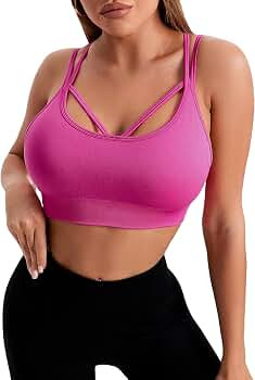 Verdusa Women's Crisscross Back Strappy Workout Sport Bra Crop Cami Top | Amazon (US)