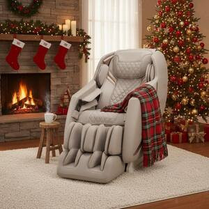 Prestige Series Taupe Faux Leather Reclining 3D Massage Chair with Foot Rollers and Heated Seat | The Home Depot