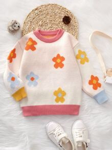 HomeKids ClothingToddler Girls ClothingToddler Girls KnitwearToddler Girl SweatersToddler Girls F... | SHEIN