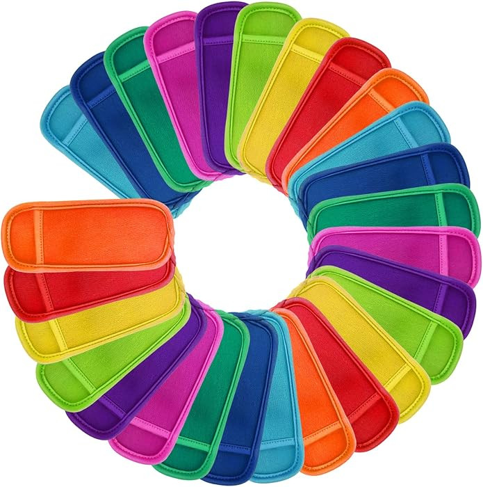 27 Pieces in 9 Colors Reusable Popsicle Holders Popsicle Bags Freezer Ice Pop Sleeves Anti freezi... | Amazon (US)