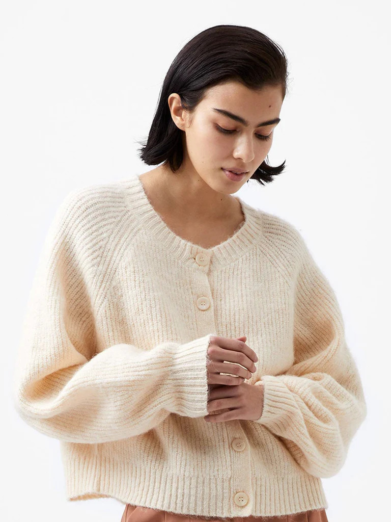 Fluffy Knit Chunky Rib Cardigan | French Connection (US)