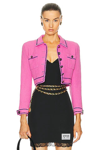 Chanel Vintage 1995 Cropped Jacket in Pink | FWRD 