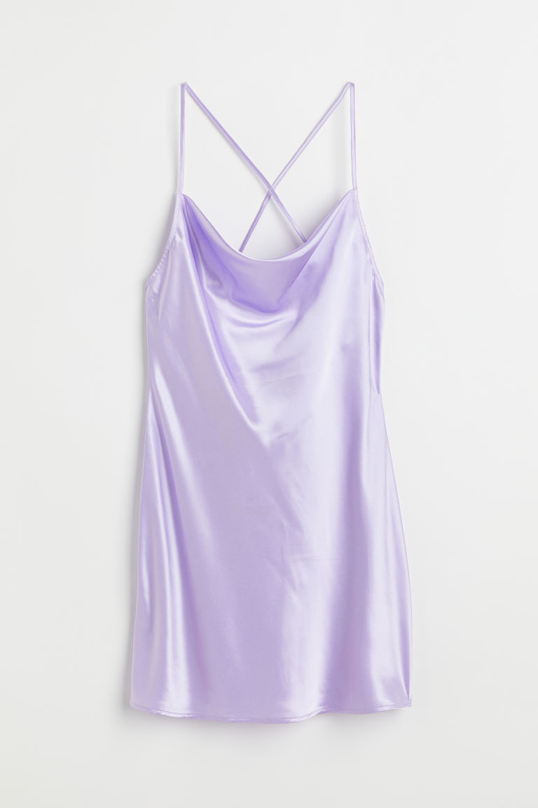 H & M - Short Satin Dress - Purple | H&M (US + CA)