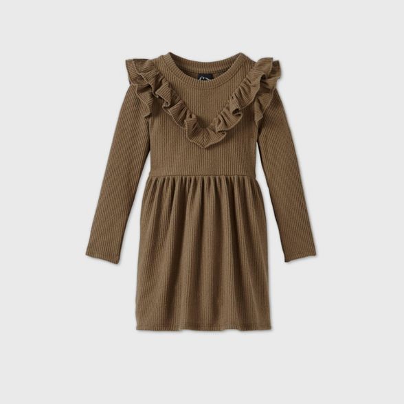 Toddler Girls' Ruffle Ribbed Long Sleeve Dress - art class™ | Target