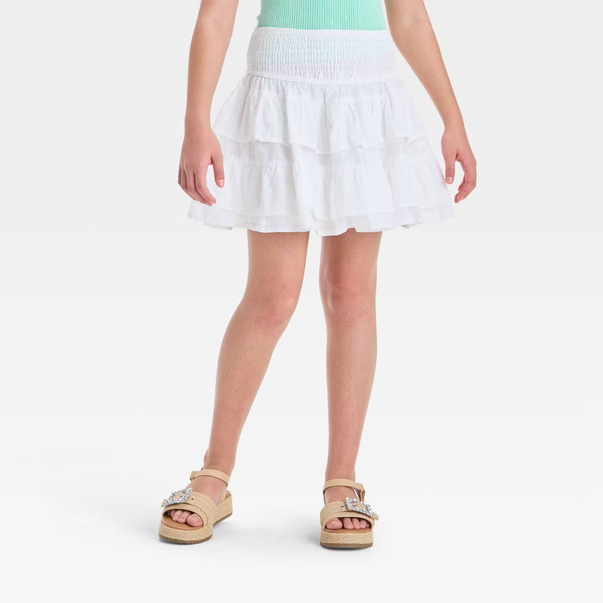 Girls' Smocked Waist Tiered Circle Skirt - art class™ | Target