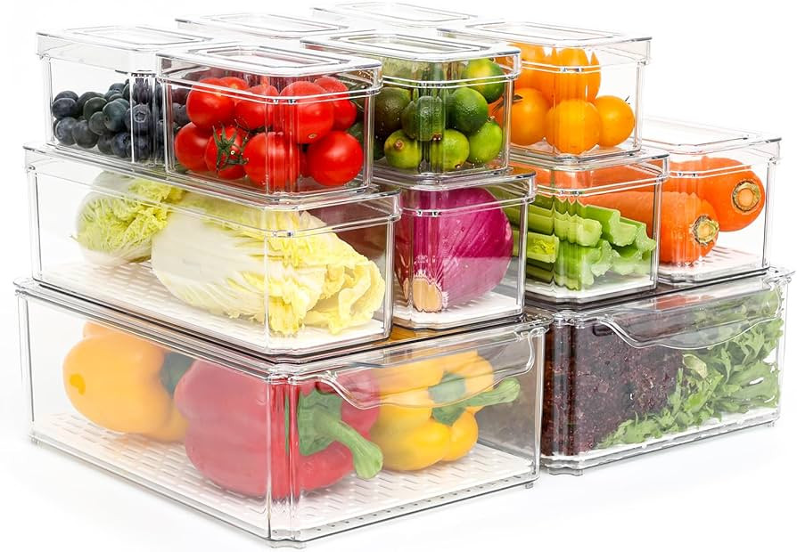 joyhalo Fridge Organizers And Storage, 12 Pack Refrigerator Organizer Bins With Lid, Bpa-Free Cle... | Amazon (US)