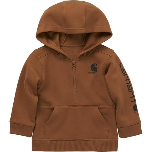 Carhartt Baby Boys Long-Sleeve Half-Zip Hooded Sweatshirt, Carhartt Brown, 9 Months | Amazon (US)