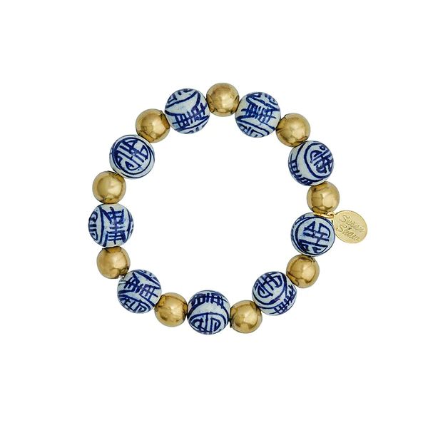 Blue & White and Gold Bracelet | Susan Shaw