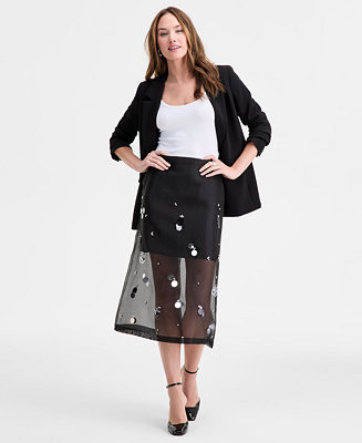 Women's Embellished Organza Midi Skirt, Macy's Exclusive | Macy's