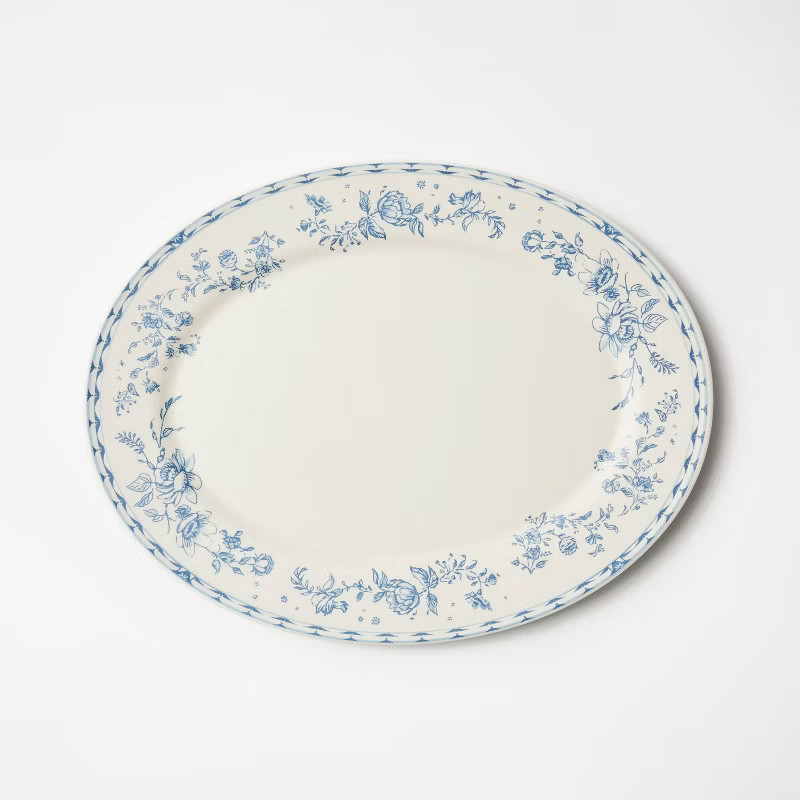 Melamine Floral Serving Platter Blue - Threshold™ designed with Studio McGee: Oval, Spring, BPA... | Target
