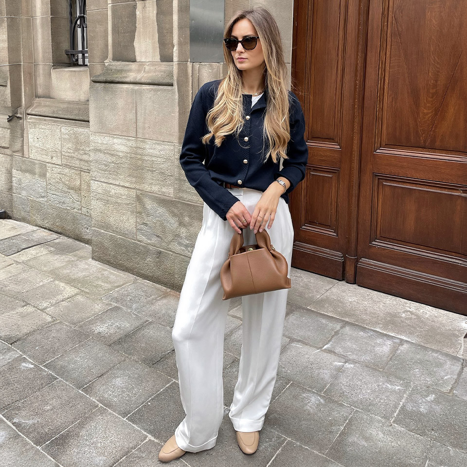 Timeless Pleated Wide-Leg Dense Silk Trousers | LilySilk