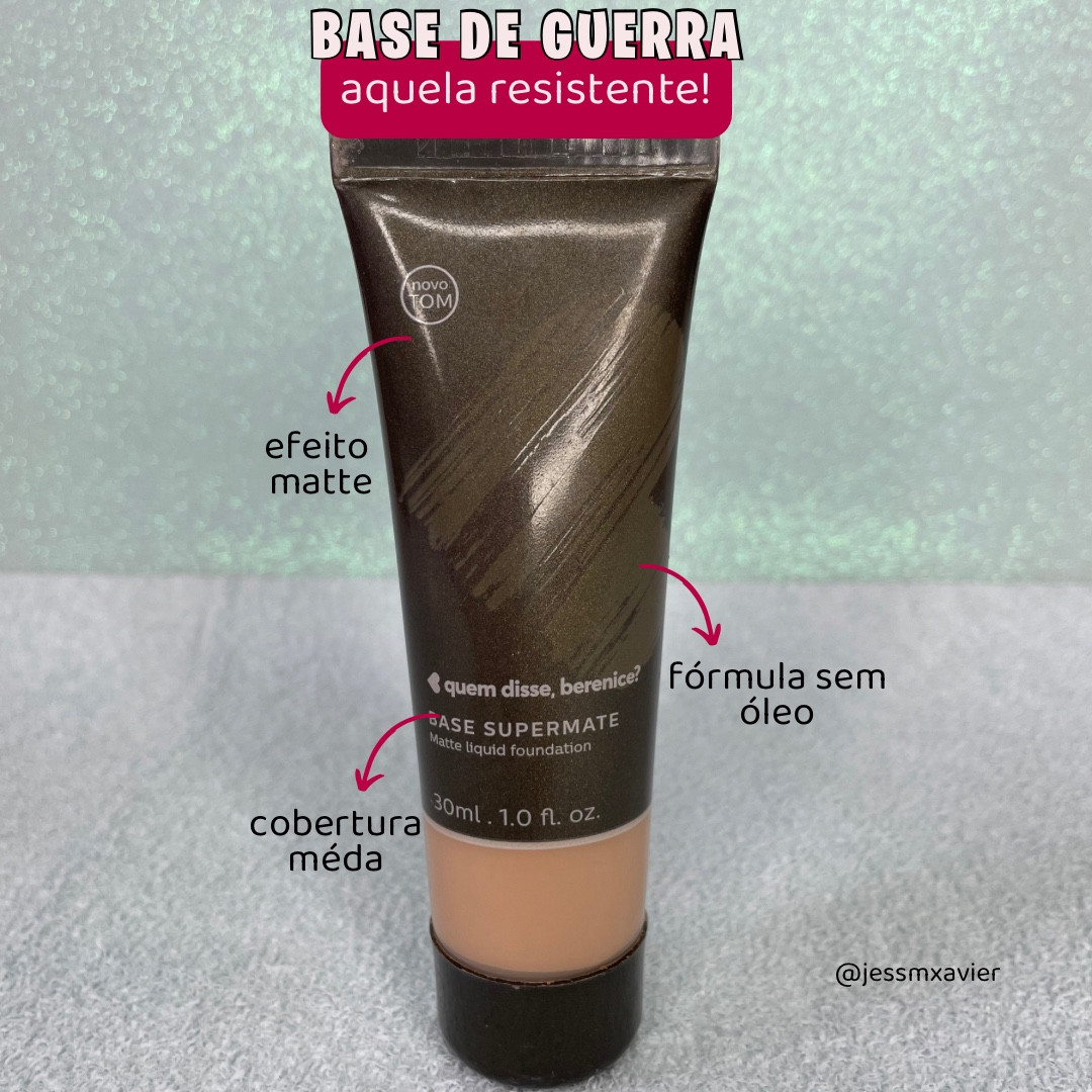 Sabe aquela base bem resistente? É essa: base Supermate da Quem Disse, Berenice? 

Essa base me surpreendeu demais! Perfeita pra quem tem a pele oleosa, é para ser sua base de guerra mesmo. A mais resistente ao atrito da máscara facial que eu usei na época da pandemia, cobertura média que fica linda e sem pesar! 

Eu uso na cor 3Q

#LTKGift #NatalLTK

#LTKbrasil #LTKbeauty